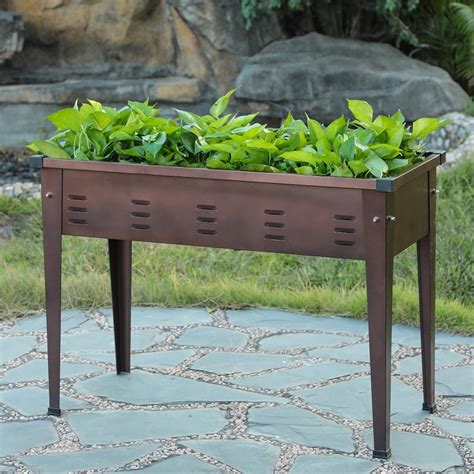 metal flower planter boxes|metal elevated planter box.